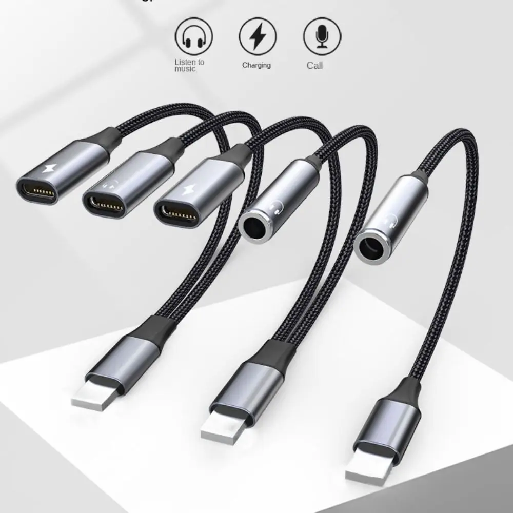 

2in1 USB C to AUX 3.5mm Audio Cable PD60W Fast Charging Cable Type C to 3.5mm Aux Cable for Xiaomi Redmi Huawei Samsung Earphone