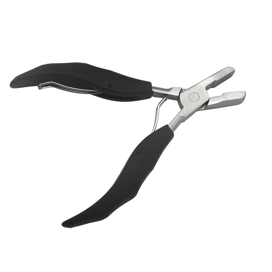 10Pc Black Flat Shape Plier with Small Grooves Pre-Bonded Hair Extension Clamp