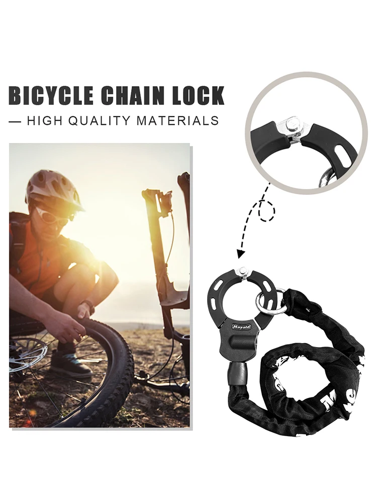 Bicycle Chain Lock with 2 Keys Anti-Theft Scooter Chain Lock Q235 Steel Electric Scooter Lock Electric Scooter Accessories