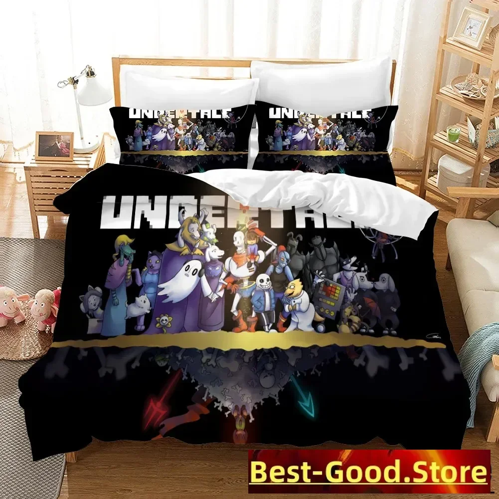 Ensemble de literie Undertale Game Frisk Sans Papyrus imprimé en 3D, housse de couette double Queen Size pour garçons et filles, taie d'oreiller pour enfants et adultes