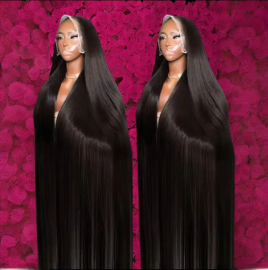 

13x6 Hd Straight Lace Front Wig 40 Inch Transparent Pre Plucked Brazilian Hair Wig 360 Full Lace Human Hair Wigs For Black Women