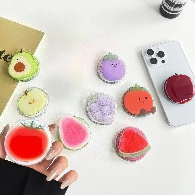 Magnetischer Handyhalter, niedlicher Frucht-Design (Pfirsich, Traube, Erdbeere, Wassermelone, Avocado), Griptok für MagSafe, Schreibtischhalterung, Telefonhalterung
