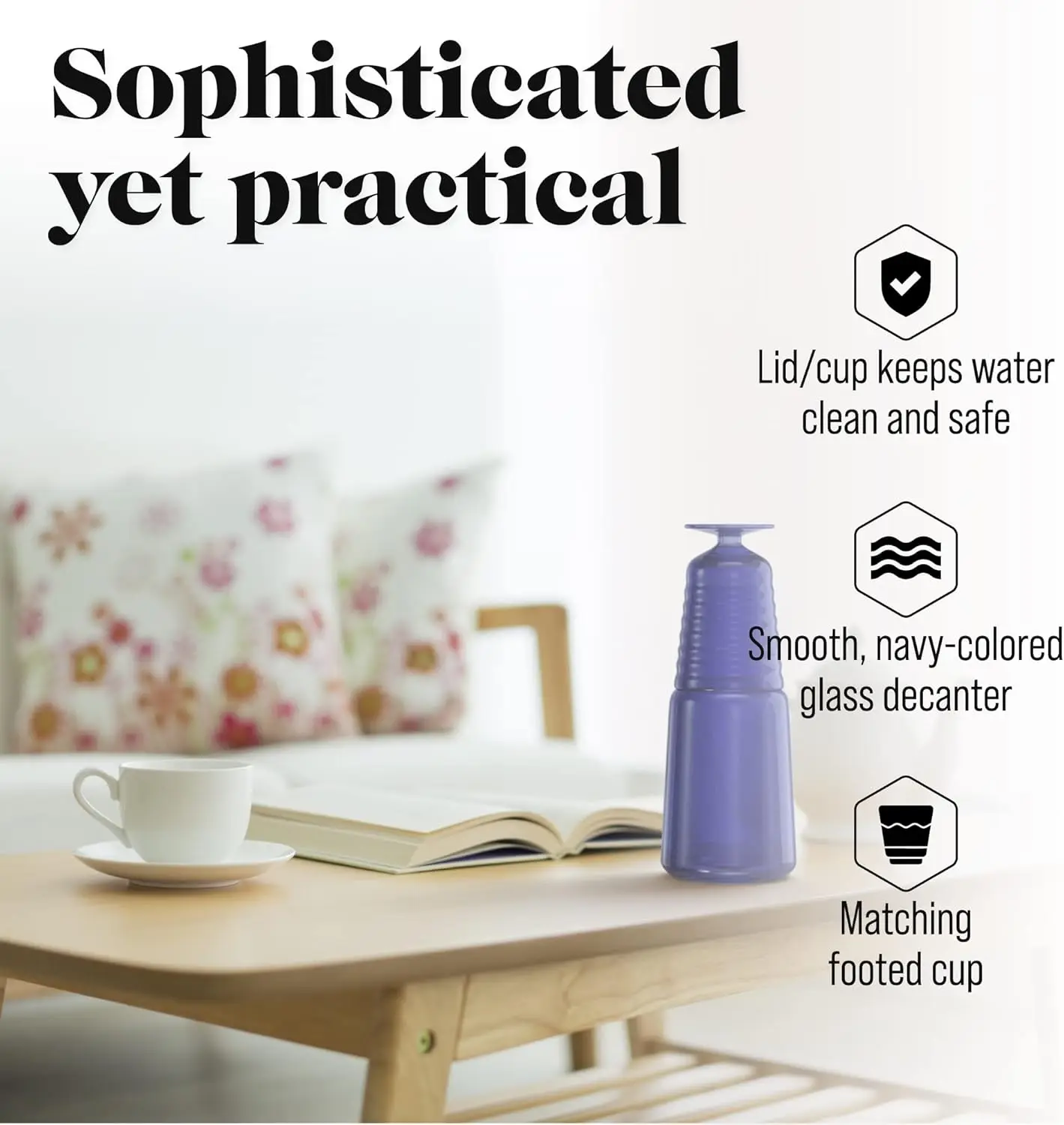 إبريق ماء بجانب السرير مع بهلوان | إبريق وزجاج للشرب بالقدمين | استخدم كوب كغطاء لـ Carafe | لغرفة الضيوف، منضدة، #3