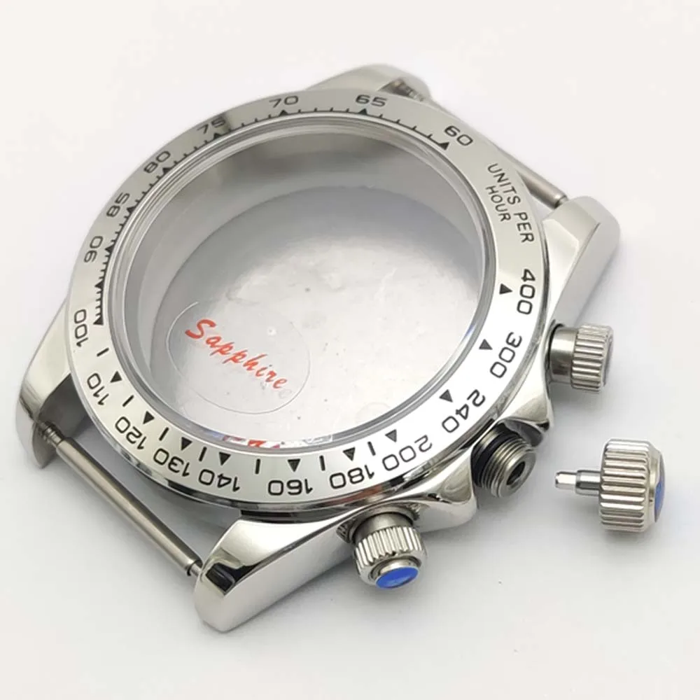 حافظة كوارتز 40 ملم للرجال VK63 VK64 حركة حافظة من الفولاذ المقاوم للصدأ استبدال حافظة كريستال الياقوت