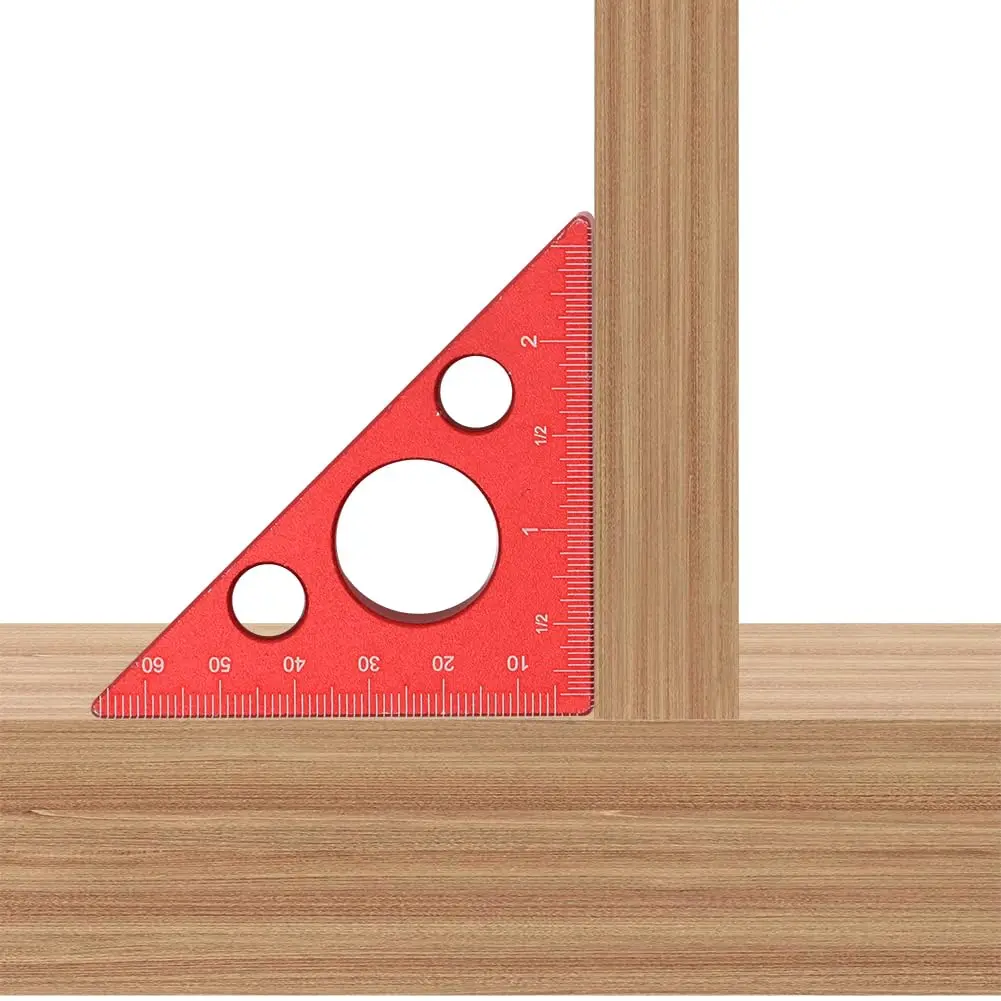 Righello triangolare addensato con Layout a 45/90 gradi in lega di alluminio righello di misurazione triangolare ad alta precisione destro imperiale