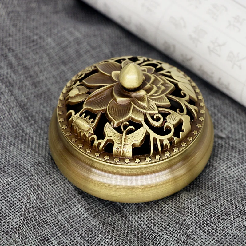 

Pure copper incense burner full copper incense burner butterfly love flower three-legged burner incense line incense burner