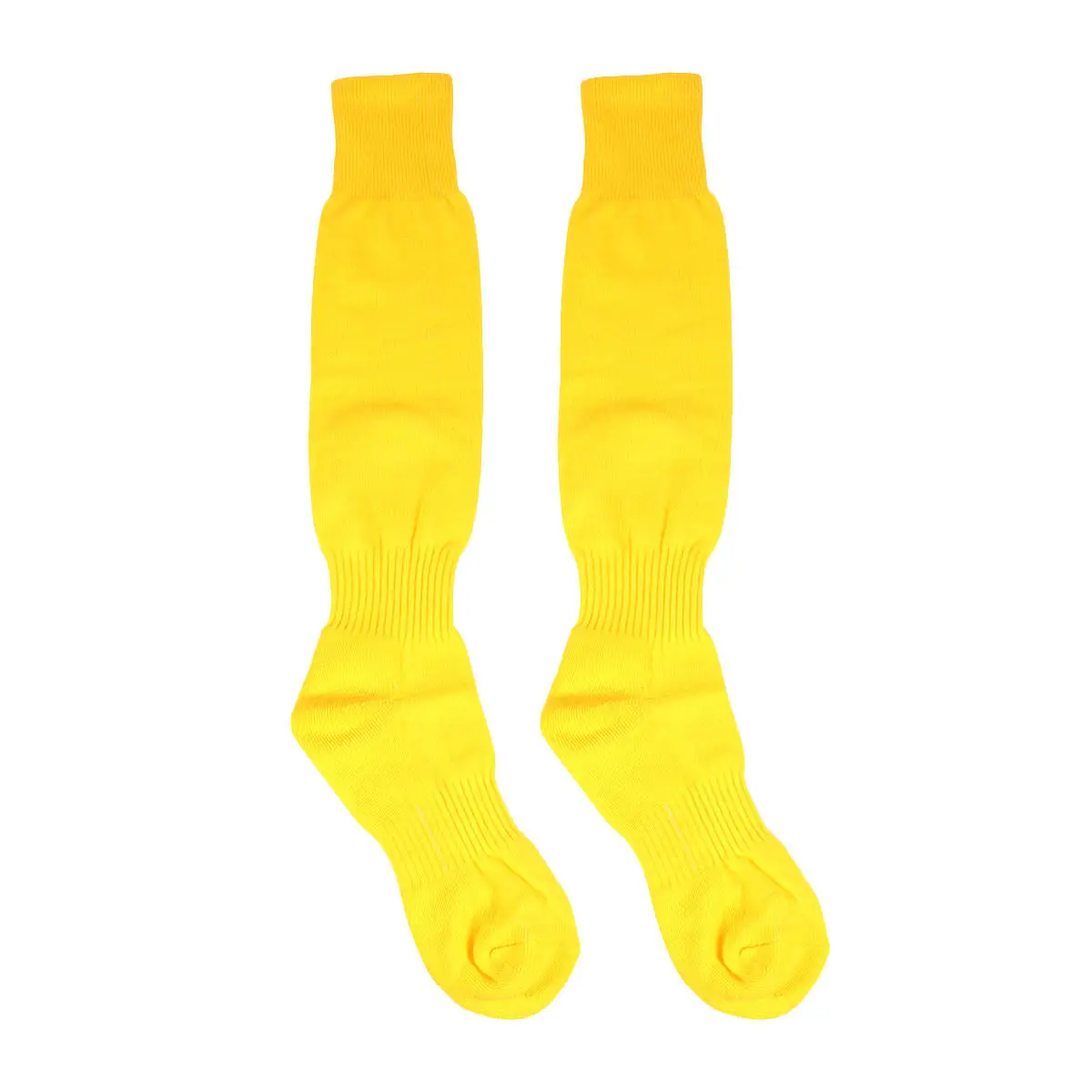 

1 Pair Football Socks Knee High Solid Color Sports Stockings Yellow Free Size Elastic Breathable Anti-Slip Sports Tube Socks