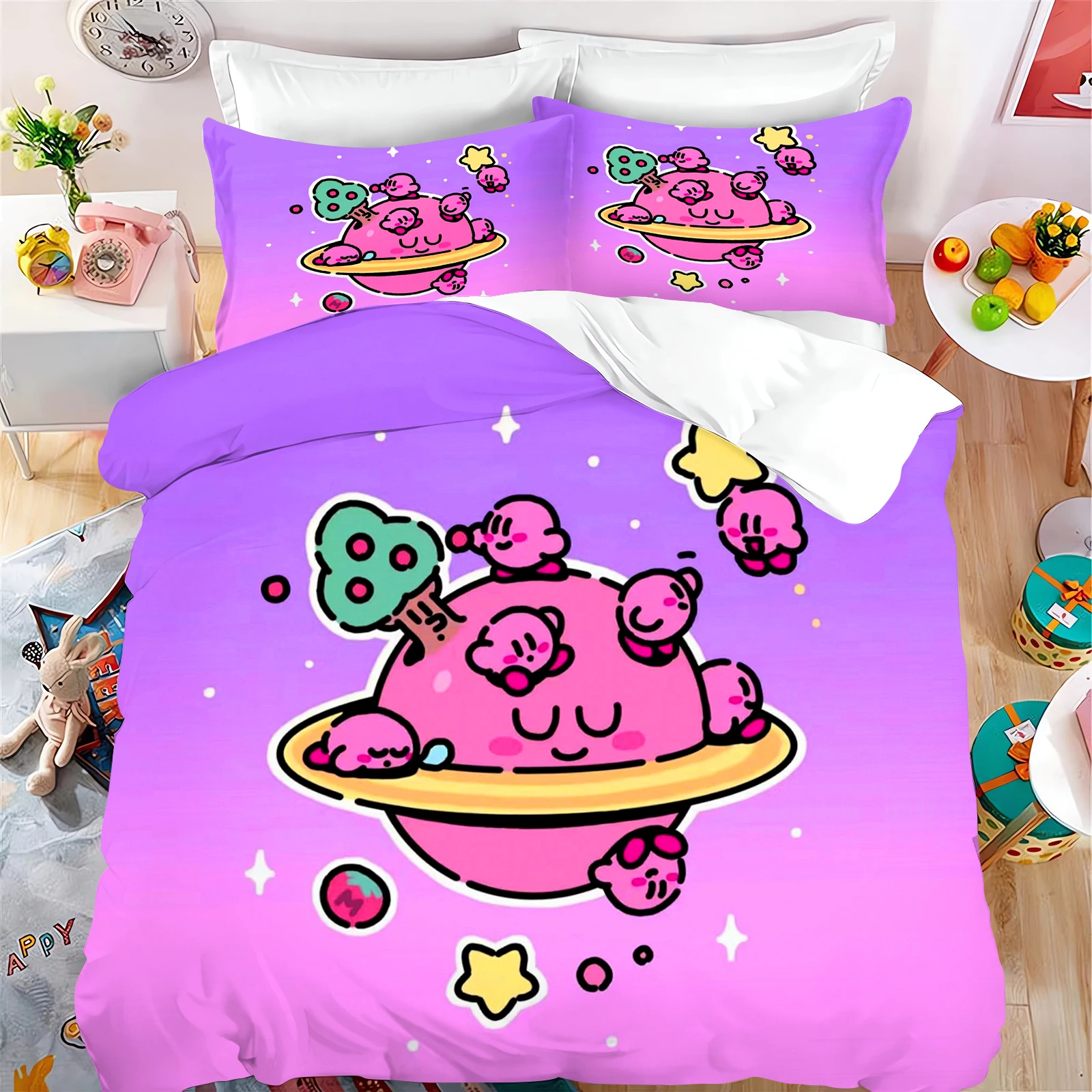 

Kirby Quilt Cover Cartoon Cute Girl Sanrio Printed Children Soft Customizable Bedding Custom Made Home Bedroom