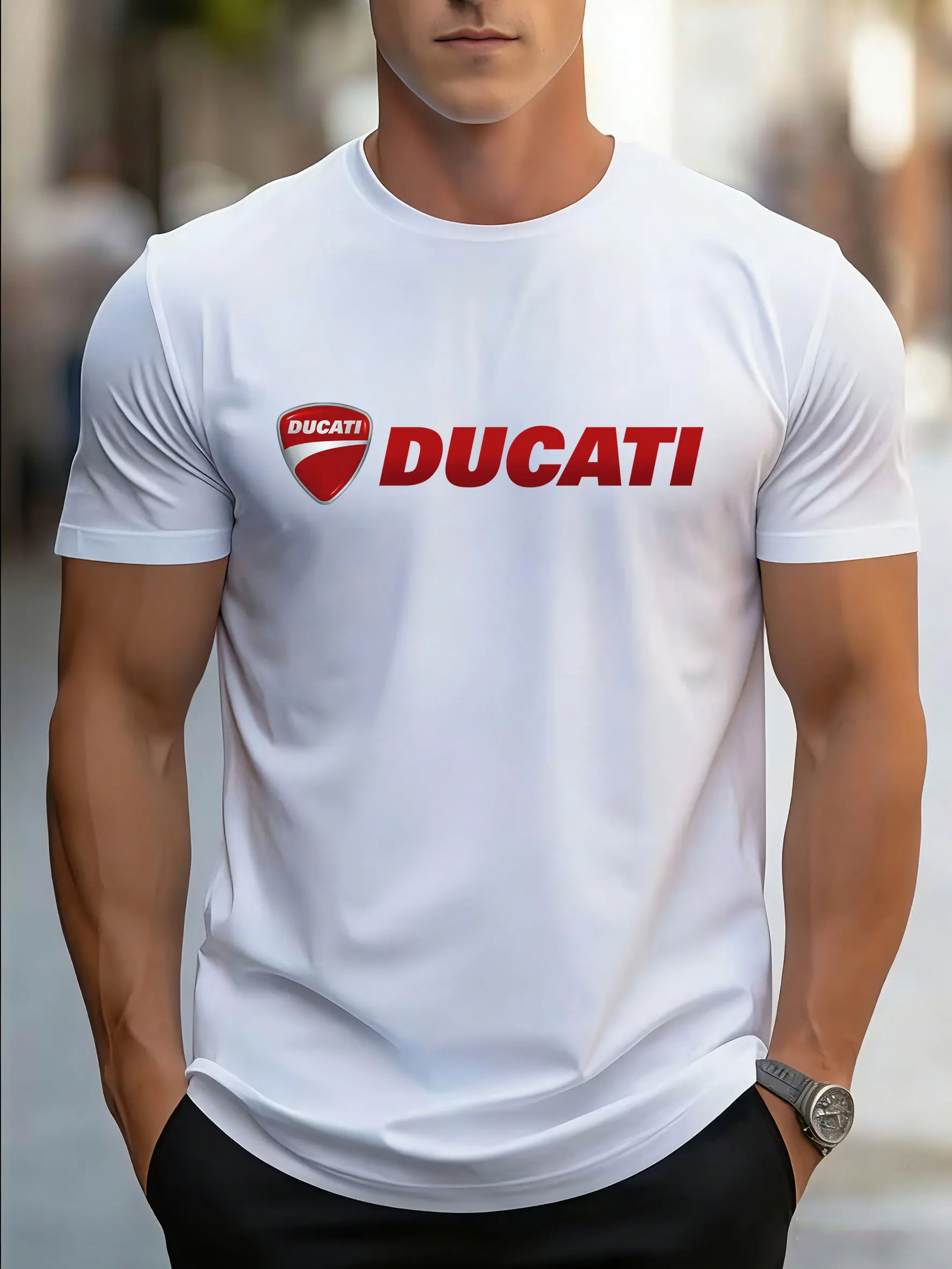 Ducati Panigale Italy Graphic Men Short Sleeve T-shirt Casual Crew Neck Sports Tee Classic Motorcycle Enthusiast Daily Wear Top view 3