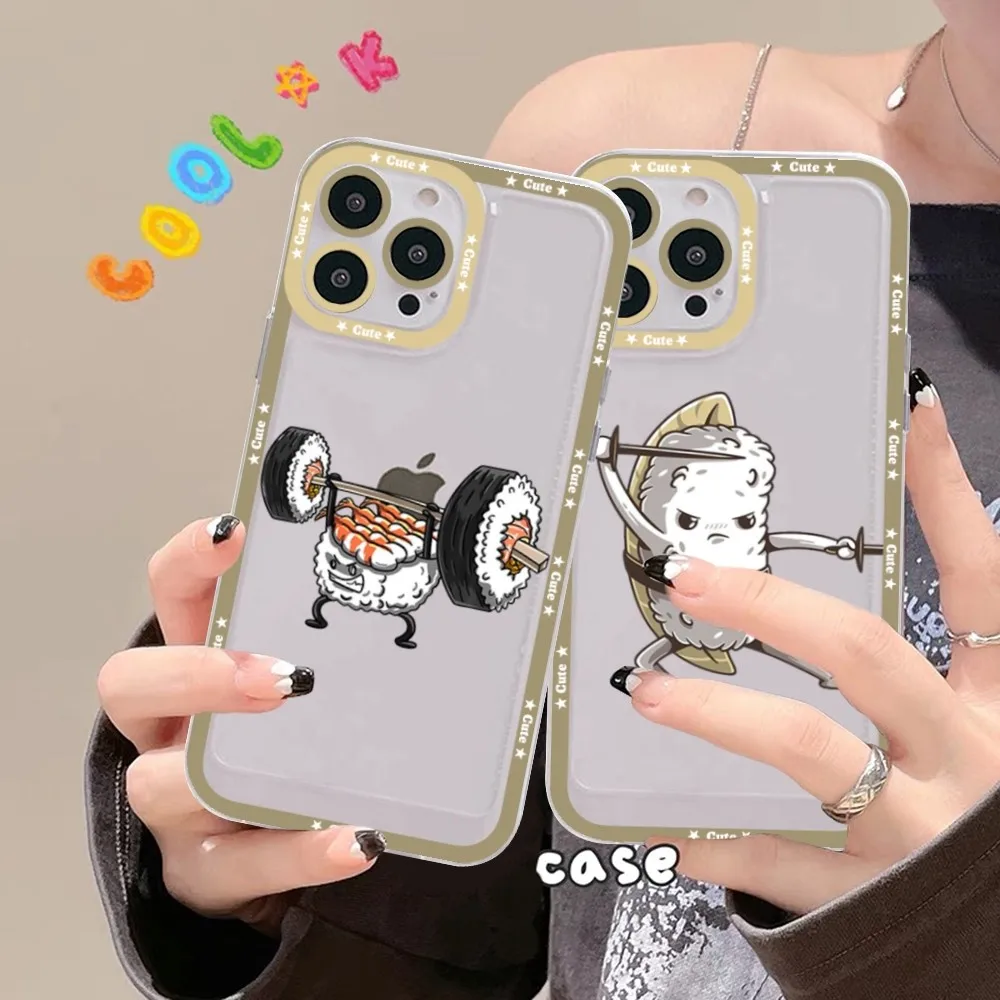 Food Sushi Phone Case For iPhone 15 11 12 13 14 Mini Pro Max XR X XS TPU Clear Case