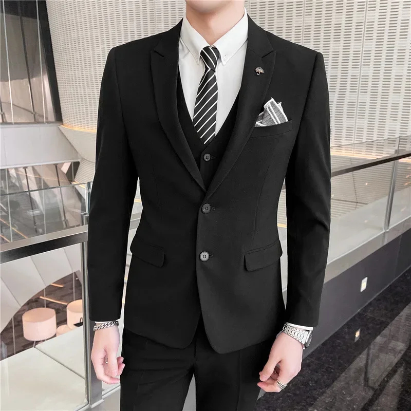 1448 Bräutigam Anzug Anzug Herren Hochzeit schwarzer Anzug Herren jacke Slim Fit britischen Stil