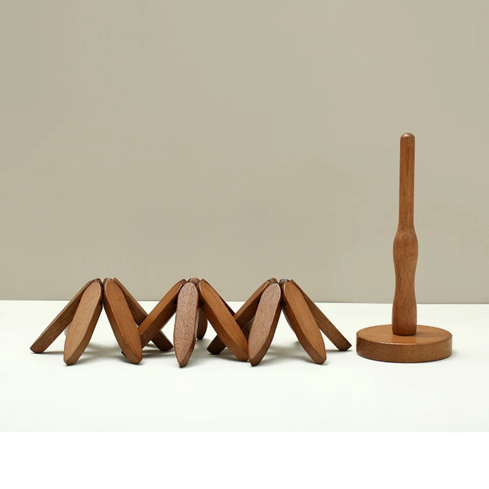 1pack Tree Shape Wooden Trivet Set 3 Trivets and 1 Stand for Hot Dishes Natural Foldable for Pot Bowl Teapot Hot Pot Hold