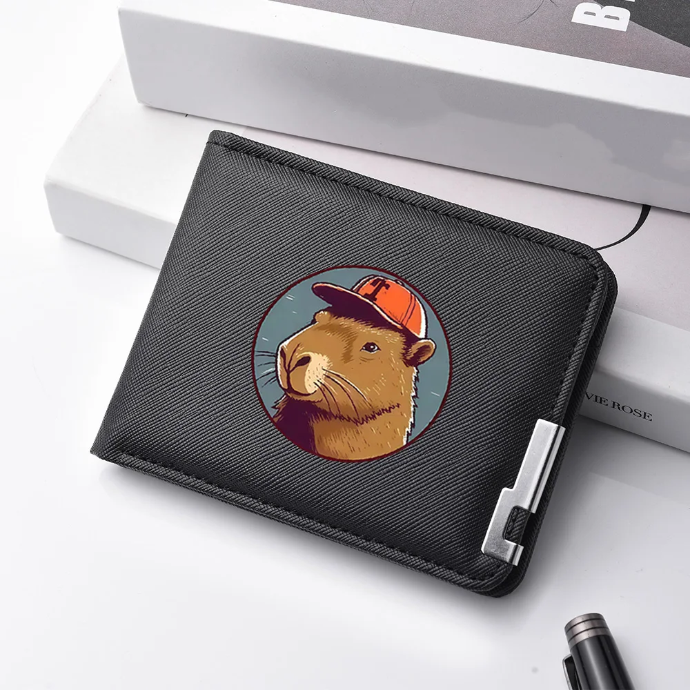 Portable Ultra-thin PU Leather Men's Wallet Short Casual Cartoon Printed Credit Card Holder Wallet