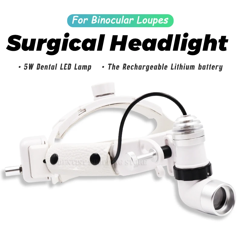 

Medical Surgical Dental 5W Headlamp Removable Lithium Battery Adjustable Light Point Adjustable Headband For Dentistry Loupes