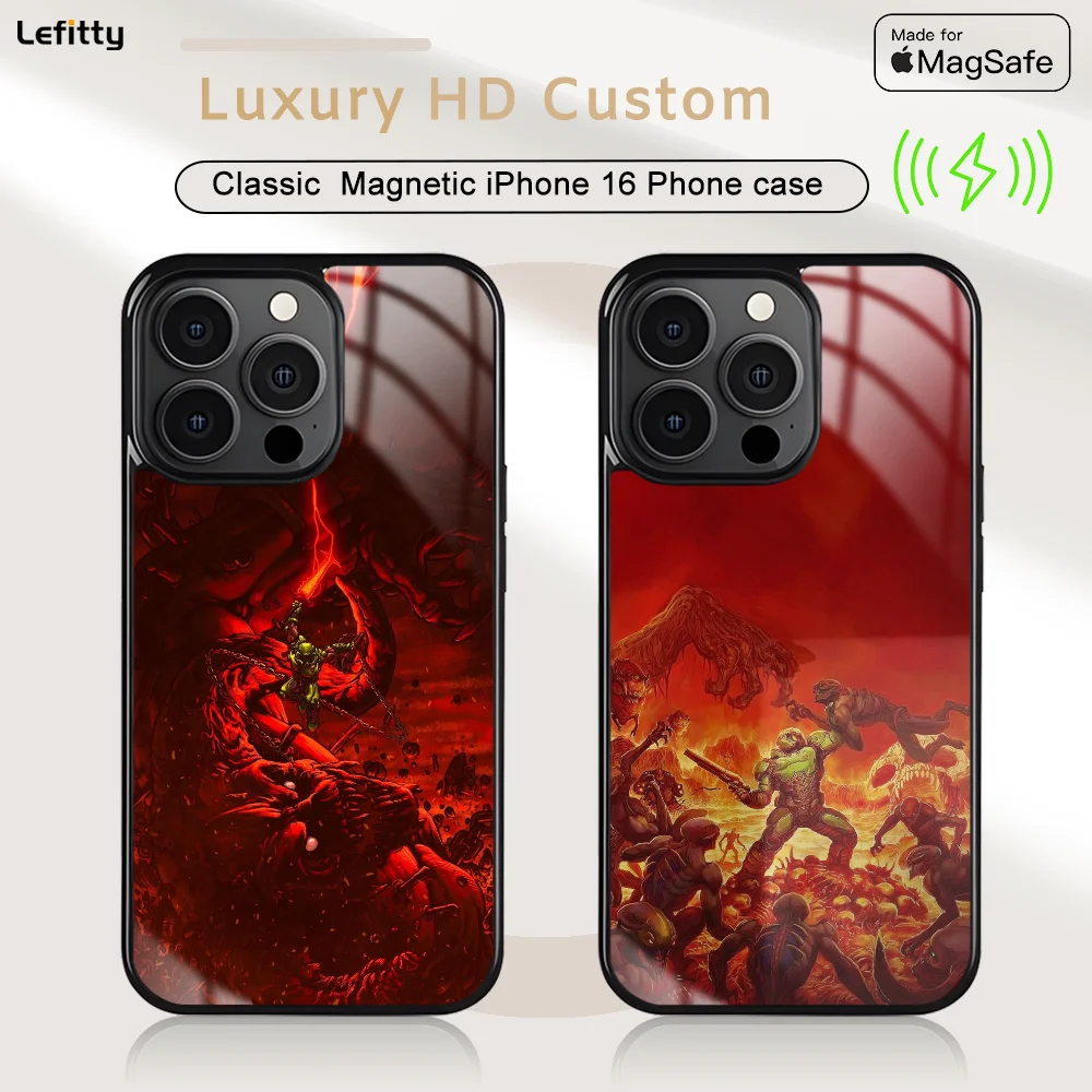 

Game DOOM E-Eternal Phone Case For iPhone 16 15 14 13 12 11 Pro Max Plus Mini Magnetic Magsafe Wireless Charging Cover
