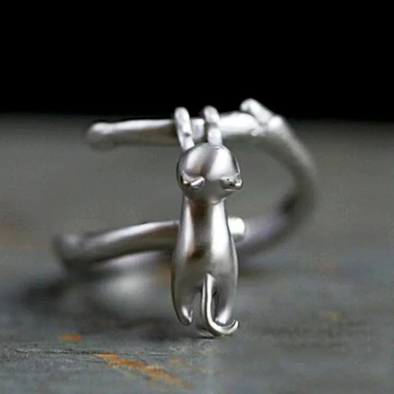 925 Sterling Silver Cat Branch ​​Adjustable Rings For Women Wedding Stackable Ring Luxury Jewelry Accessories