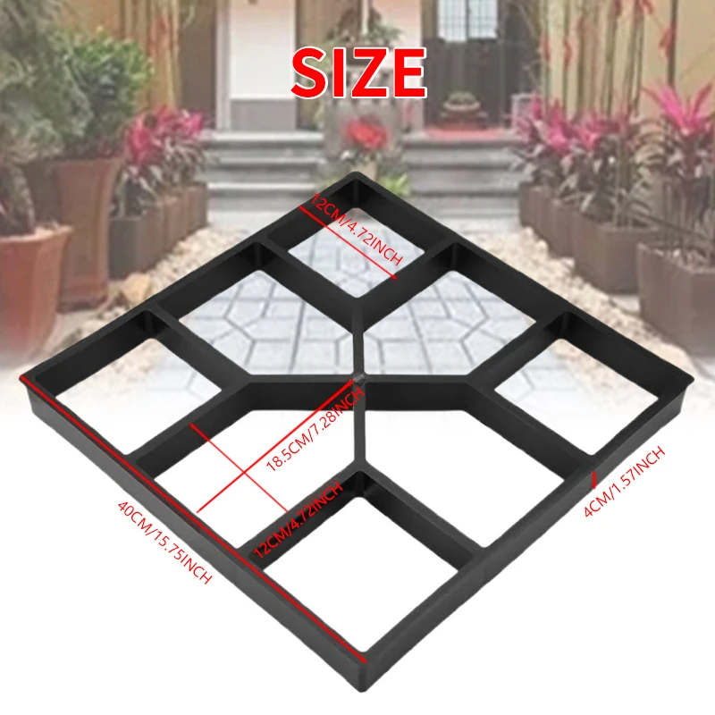 Diy Path Maker Paver Molds Stone Brick Concrete Mold Concrete Cement Walk Garden Path Paving Paver Reusable Patio Molds Paviment