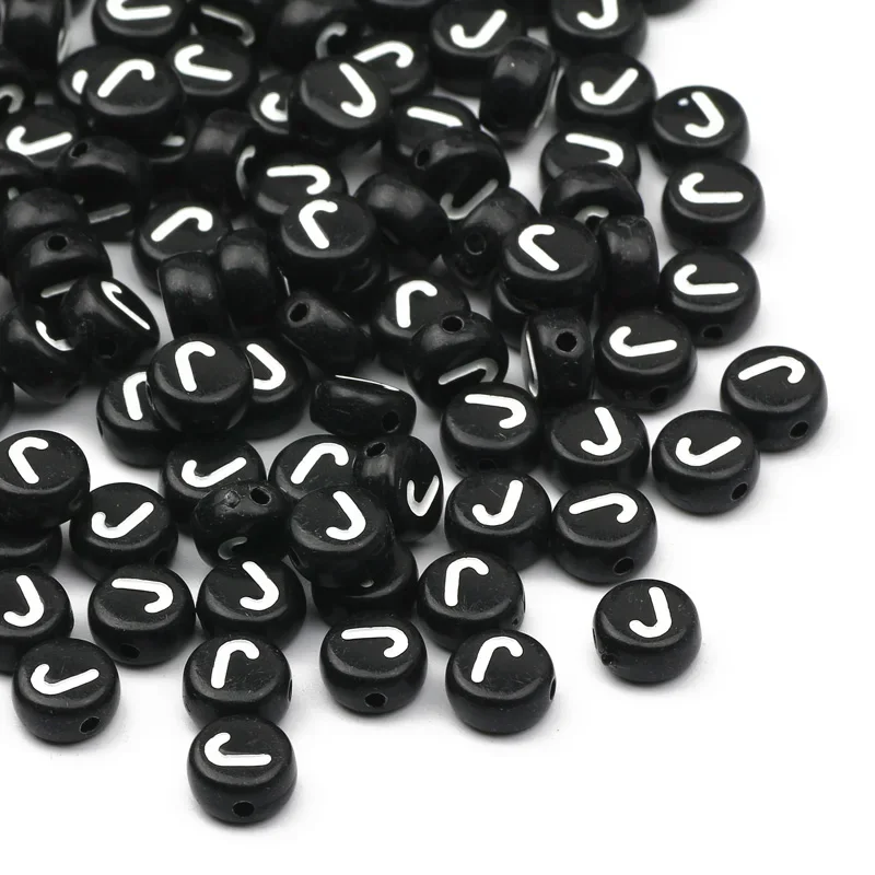 100-500PCS Schwarz Runde Acryl Buchstaben Perlen A-Z Alphabet Lose Perlen Für Schmuck Machen DIY Halskette Armband handgemachte Handwerk – Detail 12