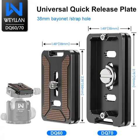 Metal Quick Release Plate Arca Swiss Plate WEYLLAN 60/70MM DQ60/70 Tripod Adapter Mount Plate for Tripod Head 1/4" D-Ring Screw