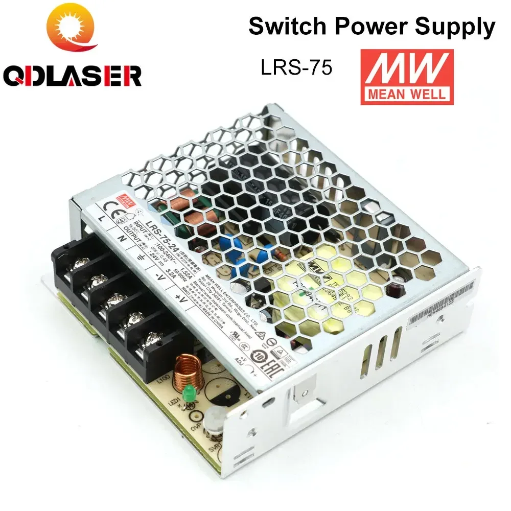 QDLASER Meanwell LRS-75 Switching Power Supply 12V 6A / 24V 3.2A 75W Original MW Taiwan Brand for Laser Controller