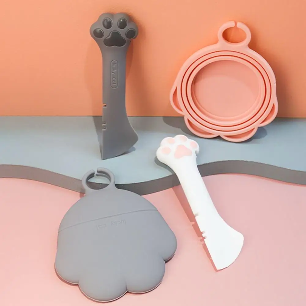 

Keep Fresh Universal Size Reusable Silicone Sealing Cat Dog Tin Opener Can Covers Pet Food Spoon Can Lids