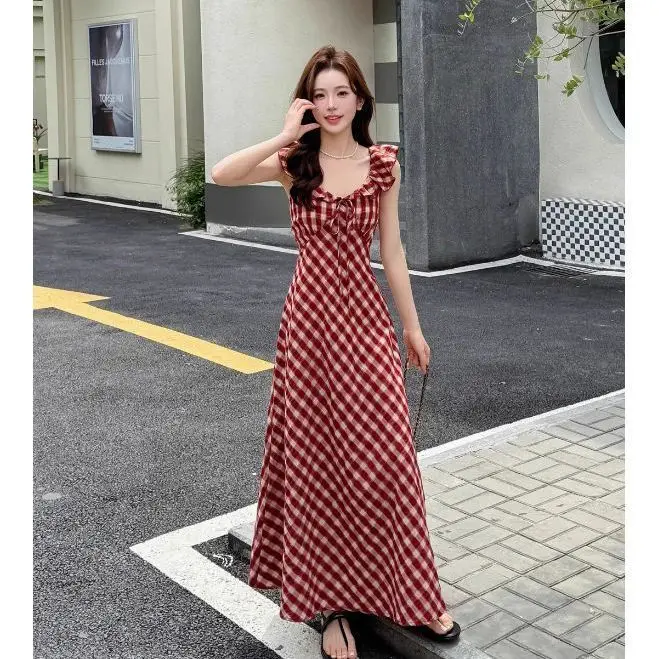 Vestidos sem mangas feminino estilo asiático primavera chiffon apliques shirring smocking plissado babado fairycore mori menina pastoral y2k