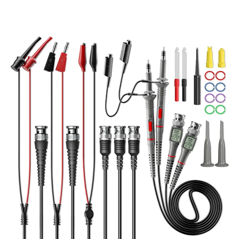 CKT014 Uniwersalne sondy oscyloskopowe z zestawem akcesoriów 100 MHz 1X 10X z przewodami pomiarowymi BNC z sondą przekłuwającą przewody-A79G