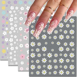 3d Nail Art Decals Summer Daisy Fruits White Florals Petals Flowers Adhesive Sliders Nail Stickers Decoration For Nail Manicure