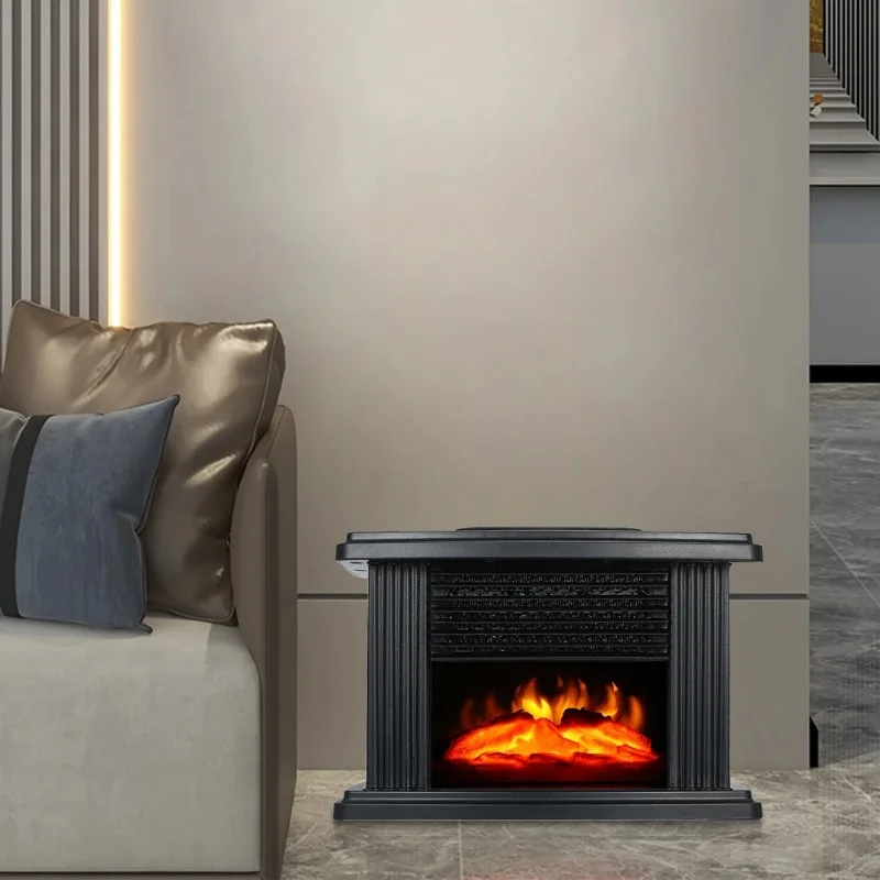Qwinn Electric Fireplace Heater Portable Fireplace with 3D Realistic Dancing Flame Effect Energy-saving Desktop Warm Air Heater