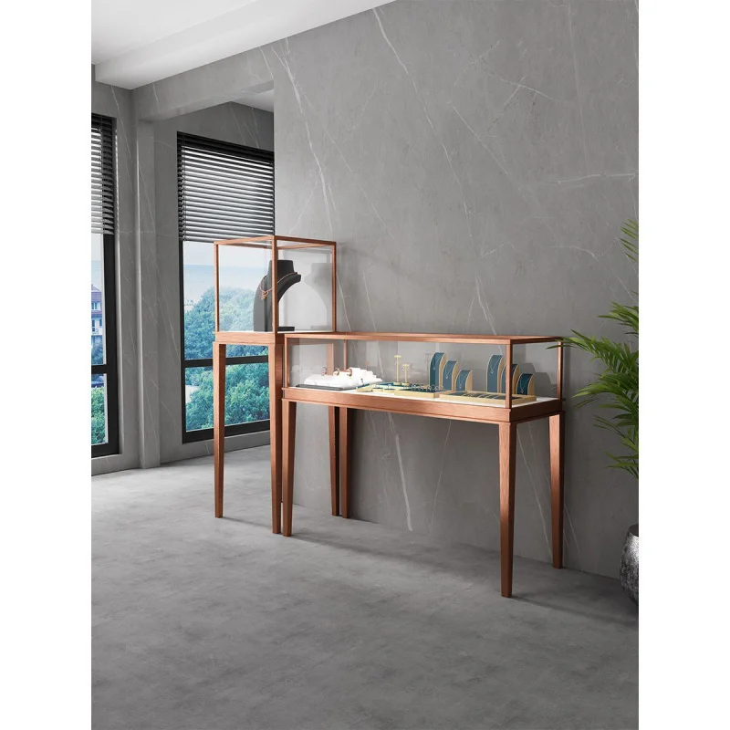 Custom. High-grade stainless steel jewelry showcase luxury gold jewelry glasses watch bag show customization