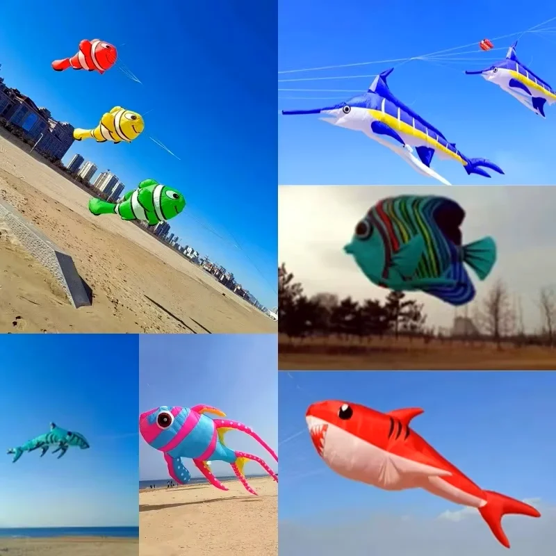 Free shipping large fish kite pendant for adults kite string flying soft kites outdoor toysoutdoor games for children windsock