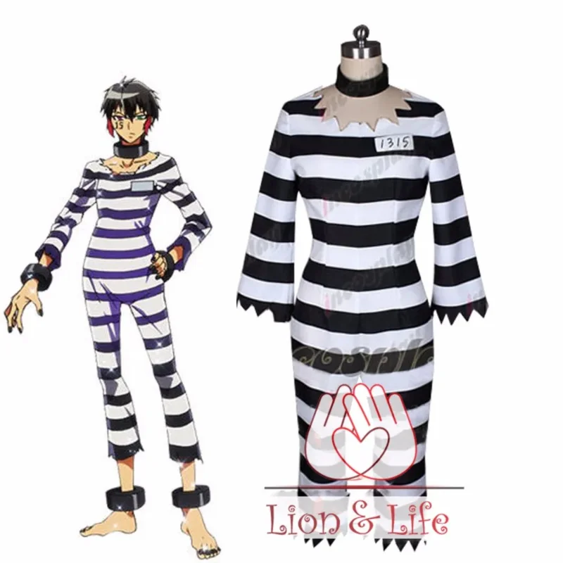 Nanbaka Jyugo No.15 Prison Clothes Cosplay Costume Full Set with Accessories OI7802