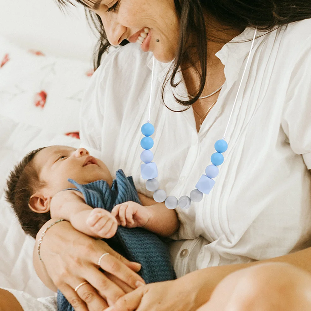 ชุดสร้อยคอสำหรับเด็กทารก 2 ชิ้น สร้อยคอให้นมสองสีทันสมัยสำหรับคุณแม่ บรรเทาอาการคันเหงือกสำหรับทารกแรกเกิด จับง่าย ยืดหยุ่น