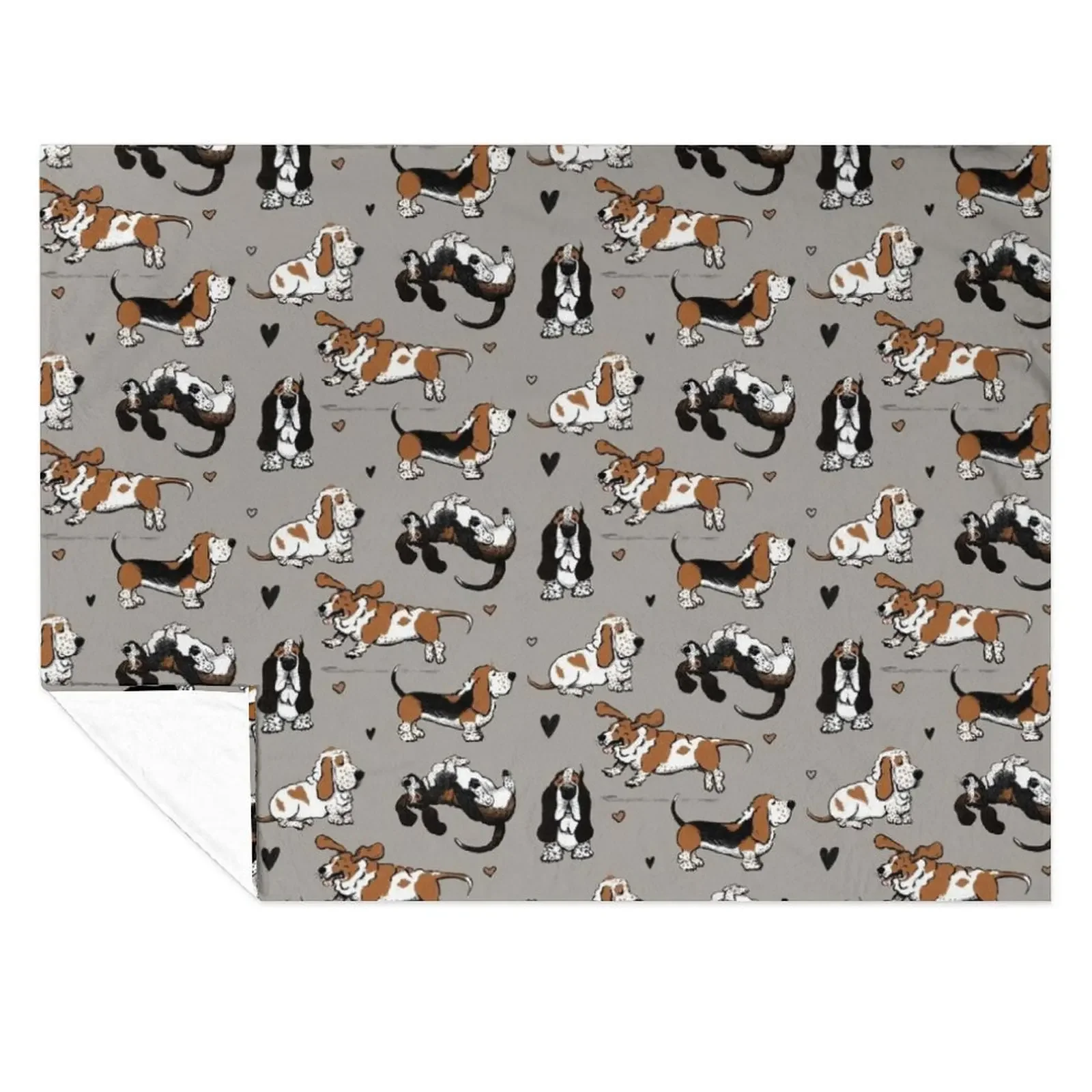 

Basset Buddies on Warm Gray Throw Blanket Blankets For Baby Furry Hair For Decorative Sofa Blankets