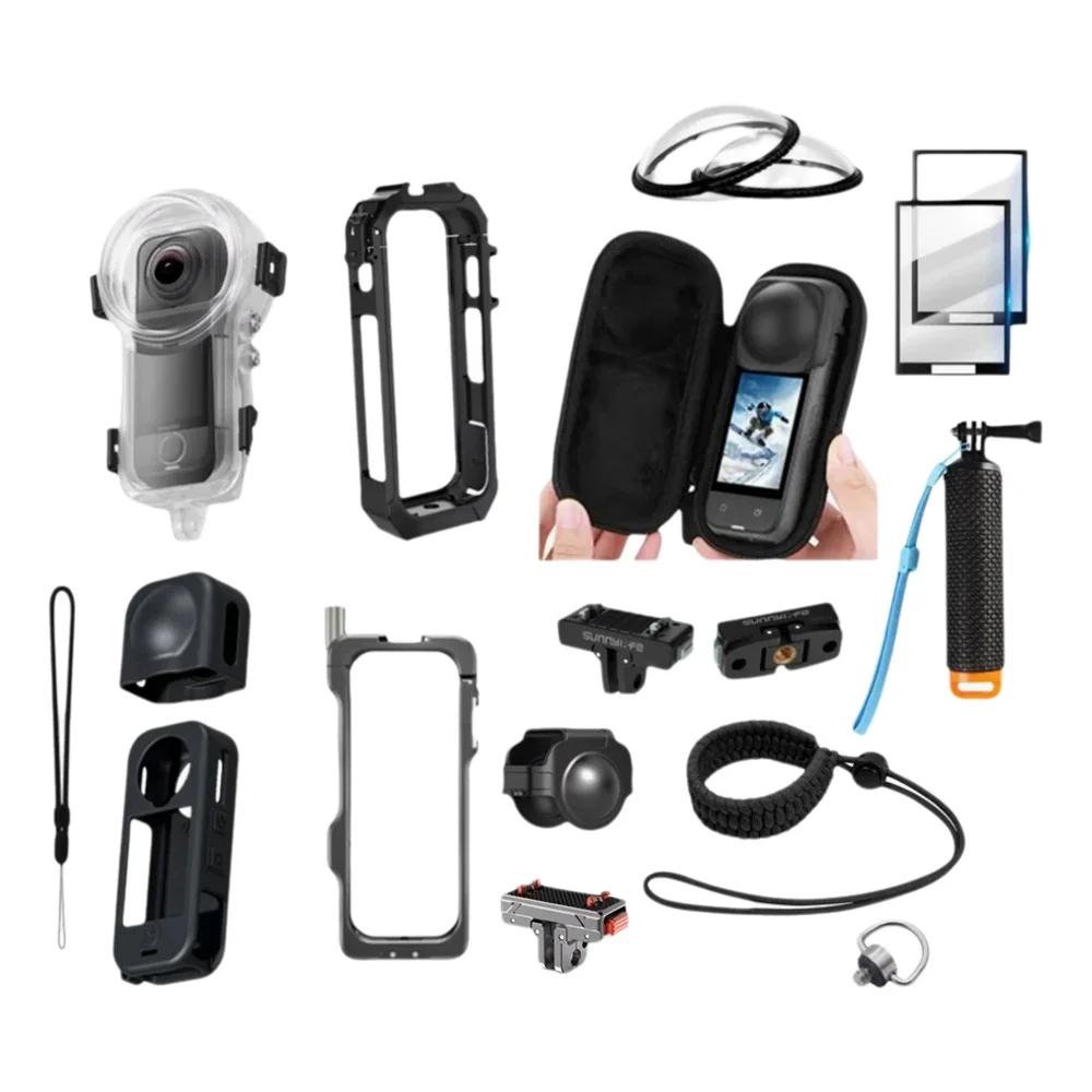 Szkło Hartowane Ochronne na Ekran Fo Insta360 X4, Osłona Obiektywu, Silikonowe Etui Ochronne, Metalowa Magnetyczna Ramka Adaptera, Klatka Ochronna — zdjęcie produktu 7
