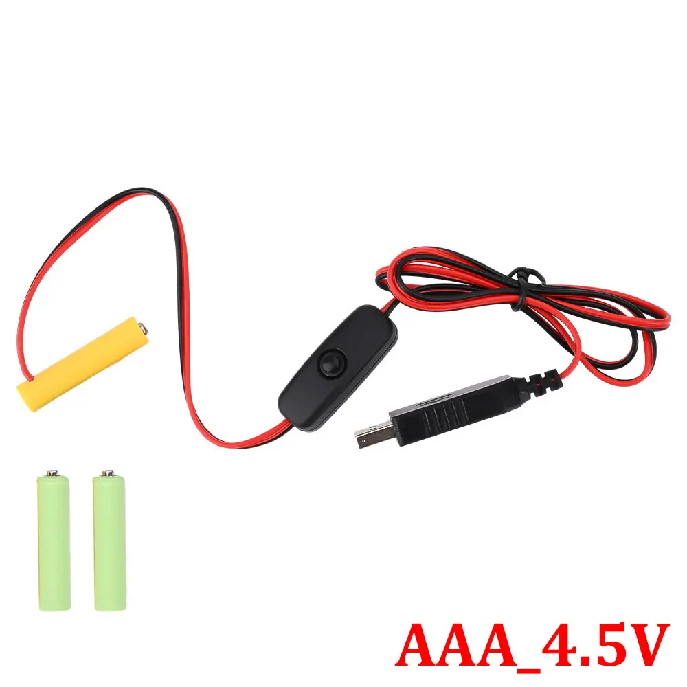 Universele 3/4.5/6V AA AAA Batterij USB Voeding Vervangen AA/AAA Batterij Vervanging kabel voor Klok Speelgoed Licht LED Met Schakelaar
