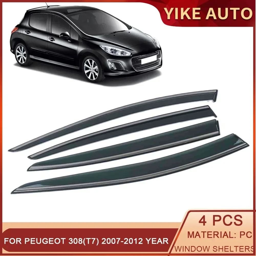 

For Peugeot 308 (T7) 2007-2012 Car Window Sun Rain Shade Visor Shield Shelter Protector Cover Frame Sticker Exterior Accessories