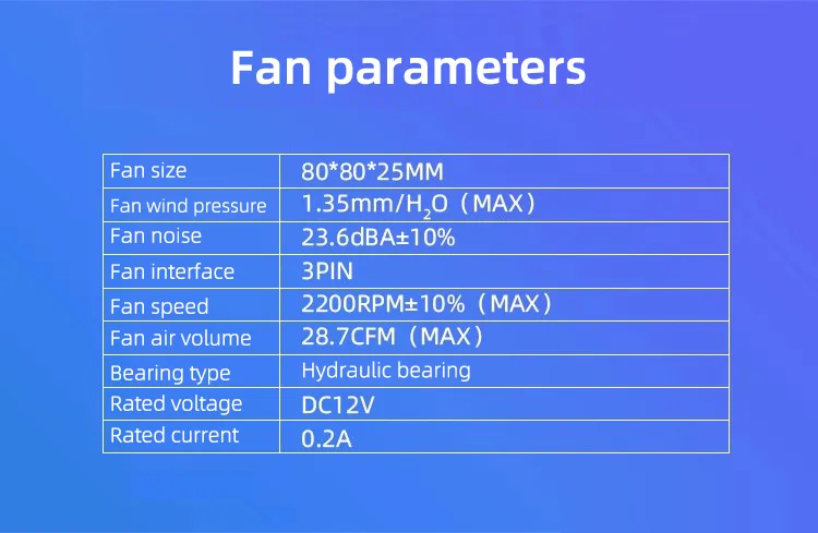 FB-80S 80X80X25MM Cooling Fan 3PIN DC12V Silent Mini Micro Quiet Computer Fan 8c