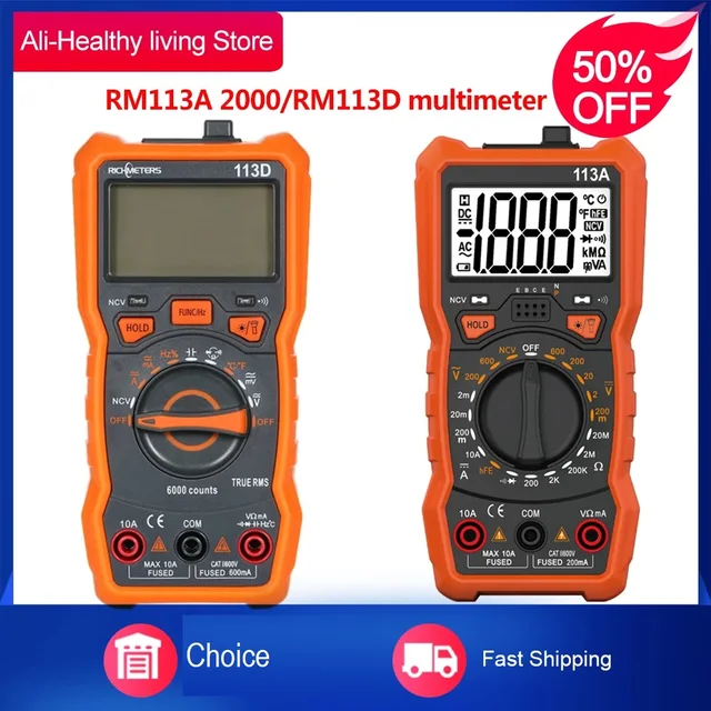 RICHMETERS RM113D cyfrowy multimetr 6000 zlicza NCV AC/napięcie prądu stałego pomiar temperatury miernik z magnetycznym ssania latarka