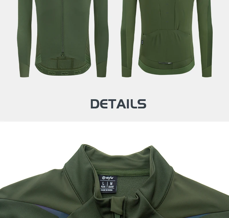 YKYWBIKE Herren-Radtrikot, wasserabweisend, Fahrrad, Outdoor, Sporttrikot, winddicht, Wintermantel, Thermo-Rennradbekleidung – Detail 4