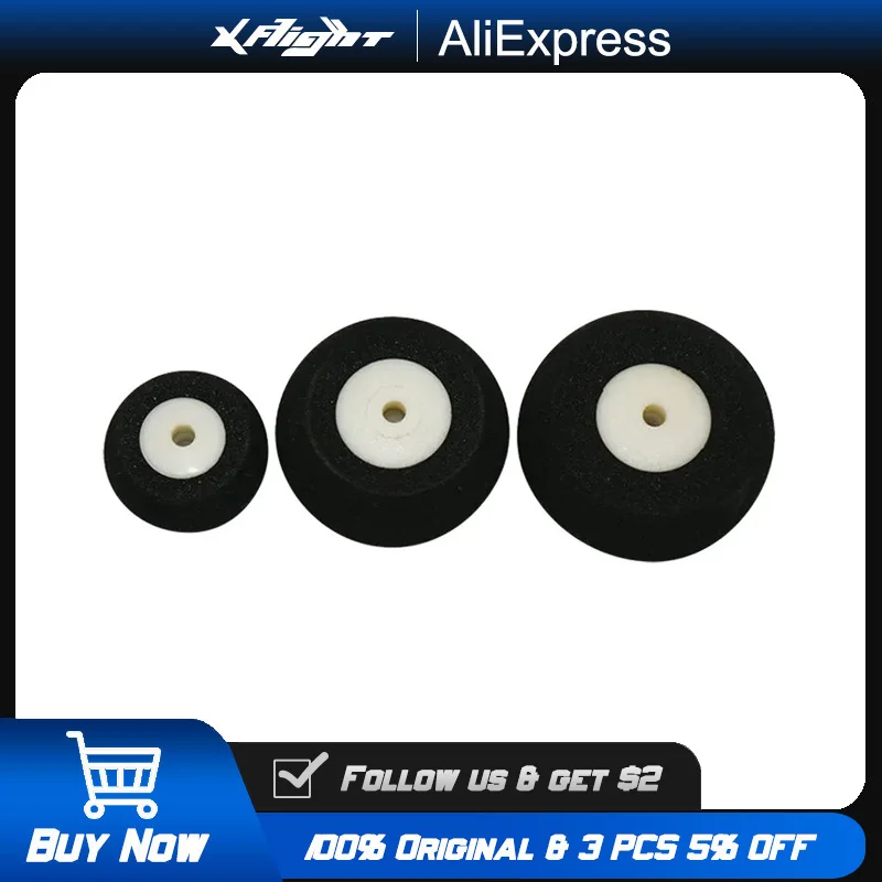 XFlight 2 pièces Mini roues arrière pneus éponge pour avion RC, noir/blanc, diamètre 16-30mm, accessoires de train d'atterrissage d'avion modèle RC