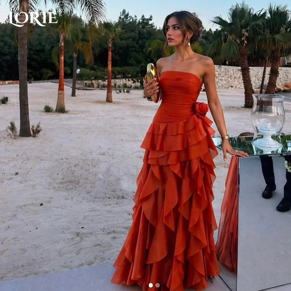 LORIE Meerjungfrauen-Abendkleid mit Spaghettiträgern, Tüll, V-Ausschnitt, Falten, sexy A-Linie, Rüschen, Ballkleid, maßgeschneidertes Brautkleid mit Schlitz