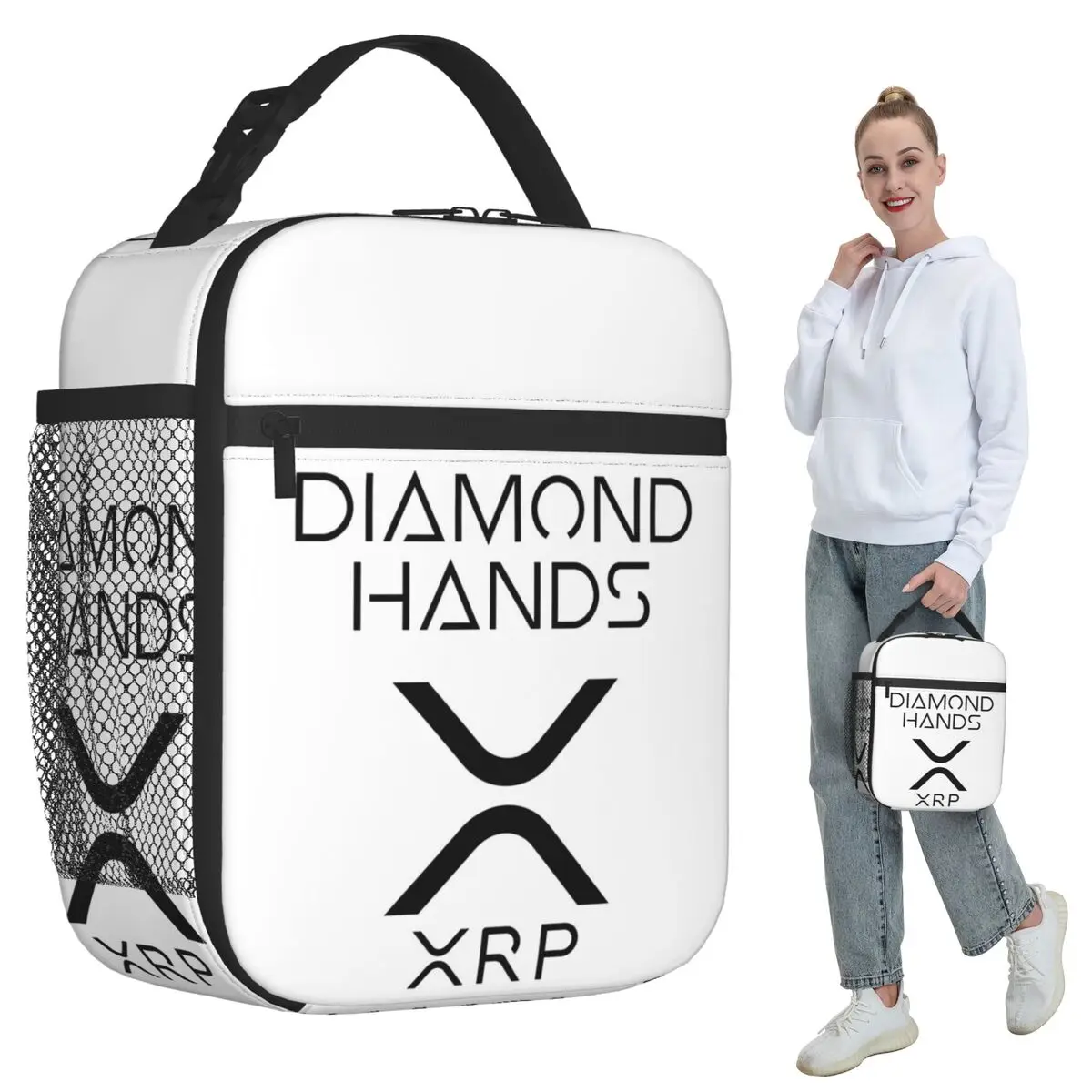 XRP Ripple Crypto Diamond Hands Insulated Lunch Bag for Kids School Cooler Thermal Food Box Tote Portable Lunch Boxes Container
