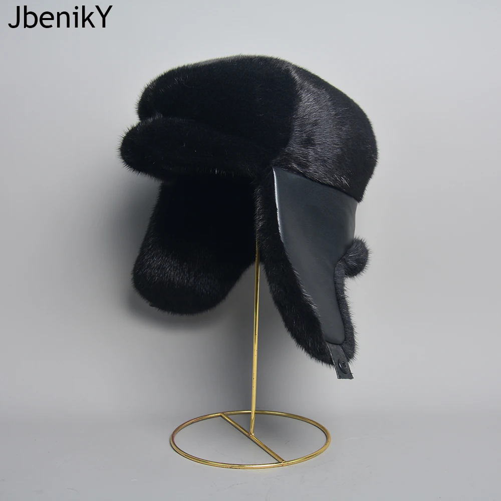 Fur Mink Hats For Men Solid Black Caps For Men Fashion Best Selling 2024 Warm Winter Men\'s Hat Cap