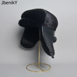 Fur Mink Hats For Men Solid Black Caps For Men Fashion Best Selling 2024 Warm Winter Men's Hat Cap