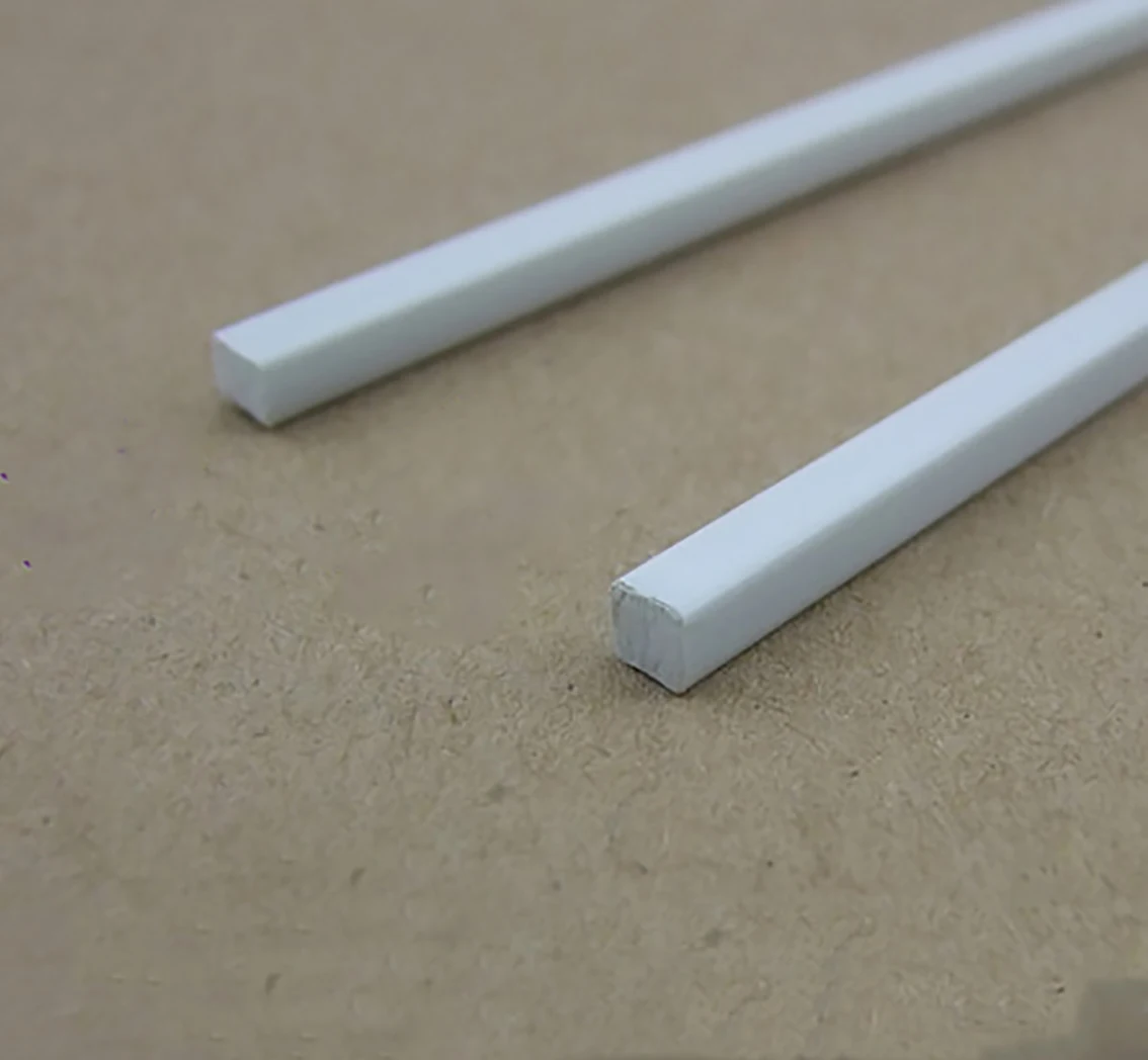 Length 250mm Square ABS Plastic Solid Tube Pipe Diameter 2mm/4mm DIY Material for Model Part Accessories