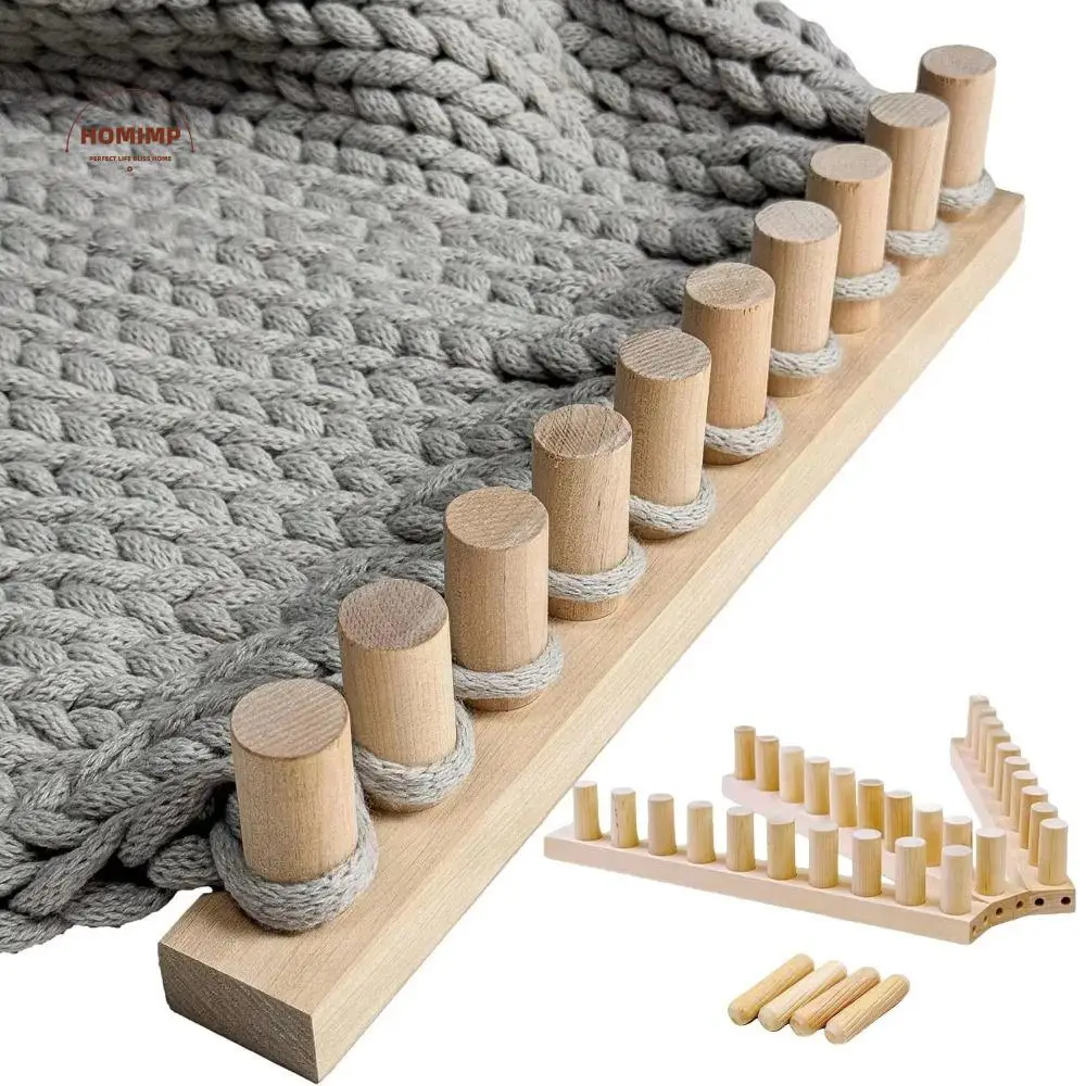 

Adjustable Size Chunky Blankets Loom Modular Design Portable Wooden Knitting Frame Beginner Friendly Easy Assembly