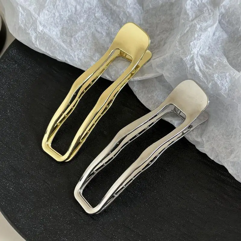 Hohle rechteckige Haarklammern aus Metall, rutschfeste Haarspangen, geometrische Haaraccessoires für den Alltag. – Detail 9
