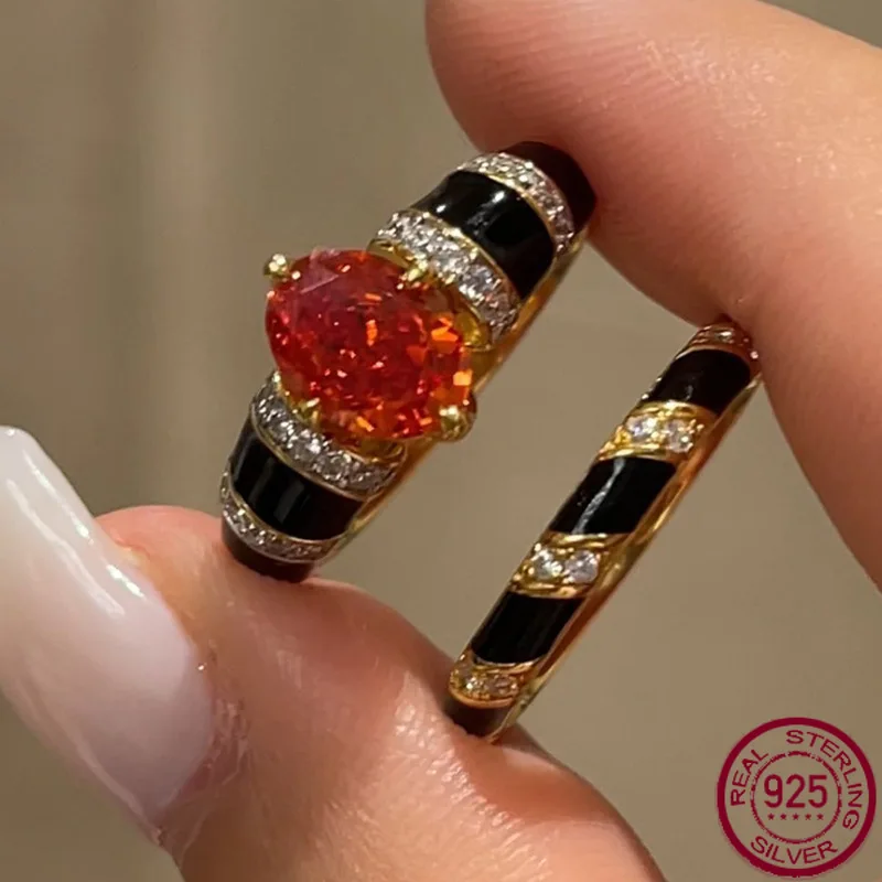 

New S925 Silver Inlaid 6 * 8 Fanta Egg Shaped High Carbon Diamond Wedding Ring Versatile, High End, Gift Worthy, Fashionable