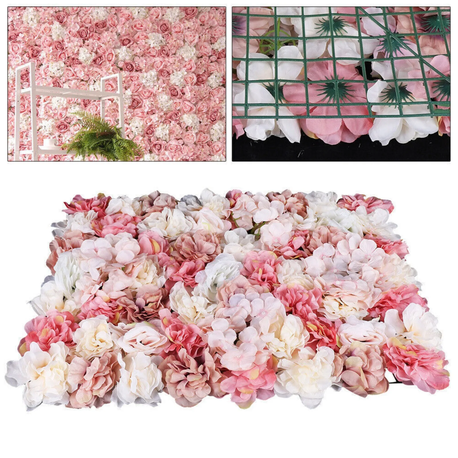 

6*Flower Wall Panel Party Artificial Wedding Bouquet Decor Romantic Rose Flower White Easy DIY Eco-Friendly Silk Plastic